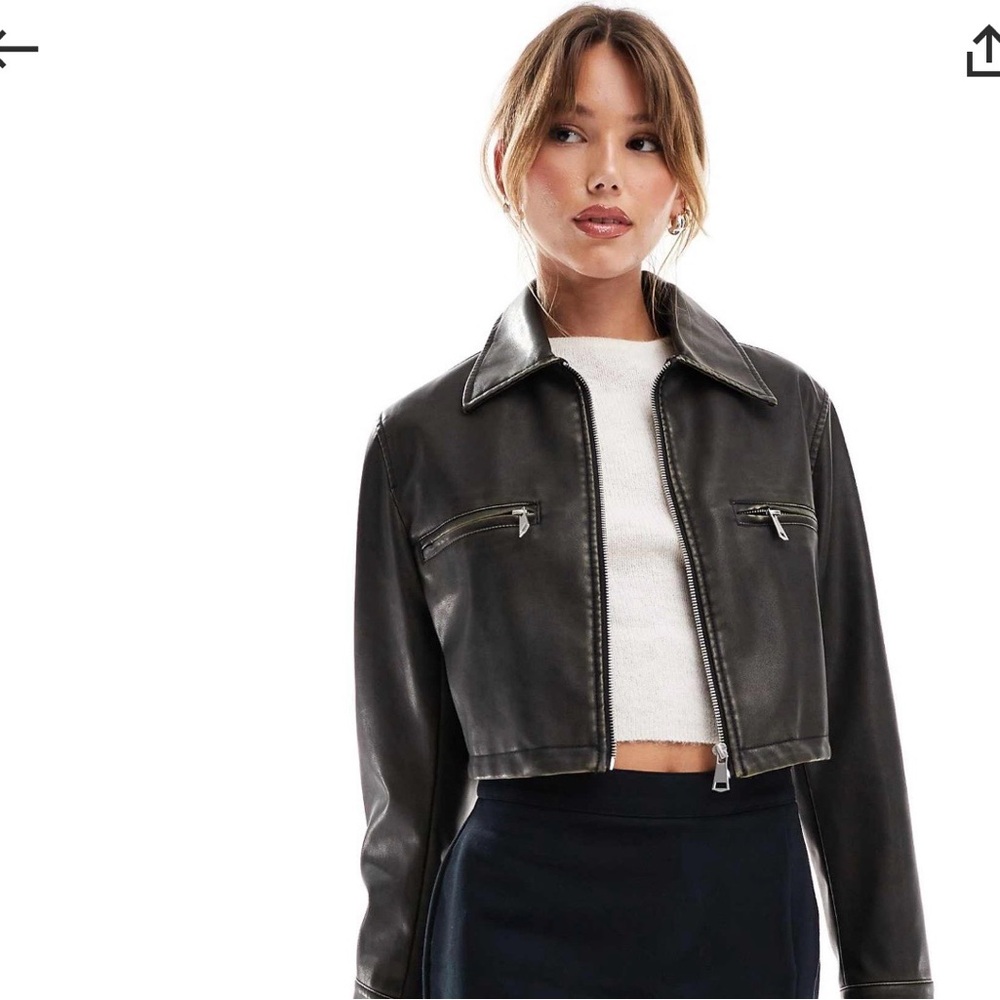 ASOS Black Leather Zip-Up Jacket
